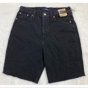NWT Aeropostale '90s High-Rise Denim Cutoff Shorts 9"  Size 8 Black Button Fly